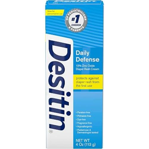 Desitin Daily Defense Baby Diaper Rash Cream with Zinc Oxide to Treat, Relieve & Prevent diaper rash, Hypoallergenic, Dye-, Phthalate- & Paraben-Free, 4 oz