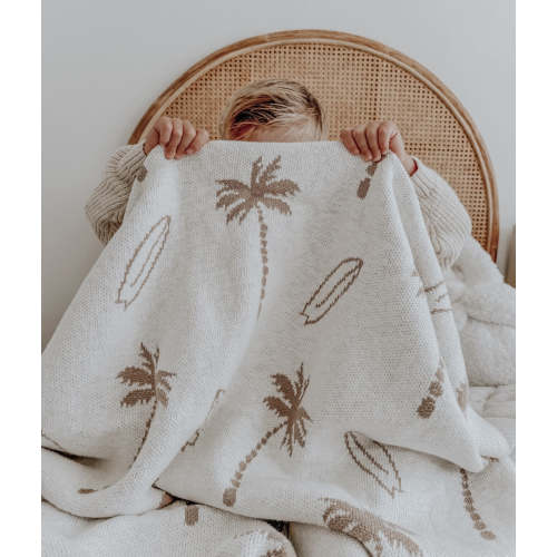 Surfing Palm Blanket - Ivory