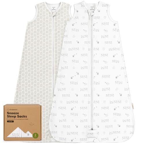 2-Pack Baby Sleep Sacks, Zipper Wearable Blanket - 0.5TOG Organic Cotton, Lightweight, Soft Cozy Infant Sleeping Sack