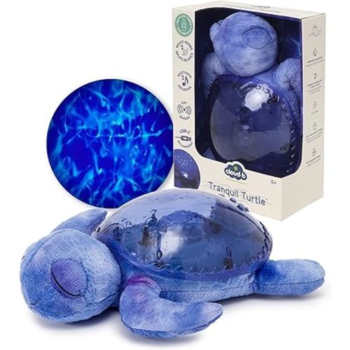 Cloud b Ocean Projector Nightlight with 2 White Noises & 2 Soothing Sounds | Adjustable Settings | Cry Sensor | Tranquil Turtle - Ocean (Rechargeable)