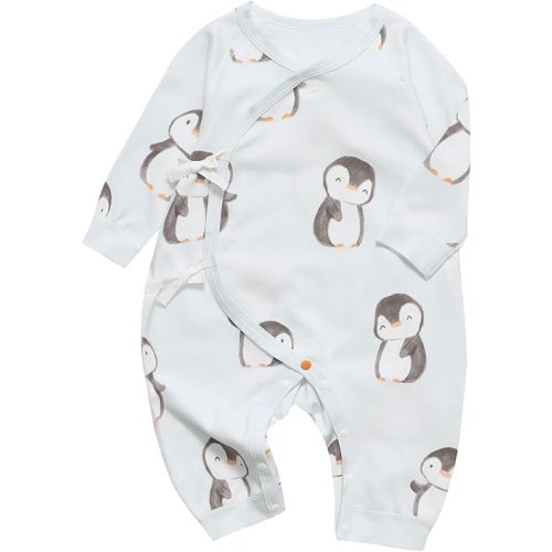 100% Organic Cotton Soft 0-6 Months Newborn Baby Romper Jumpsuits for Boys and Girls Unisex Long Sleeve