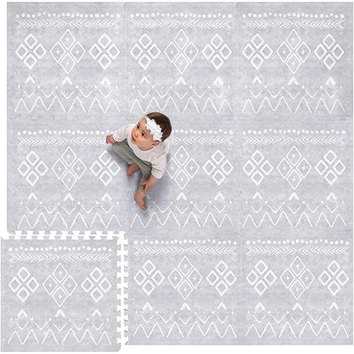 Lillefolk Baby Foam Play Mat - Baby Play Mat Floor Tiles for Kids Interlocking Floor Mat - Foam Baby Mat for Floor Play Mats - Babies & Toddlers Non Toxic Play Mat for Baby Tummy Time Mat 6x6ft Gray
