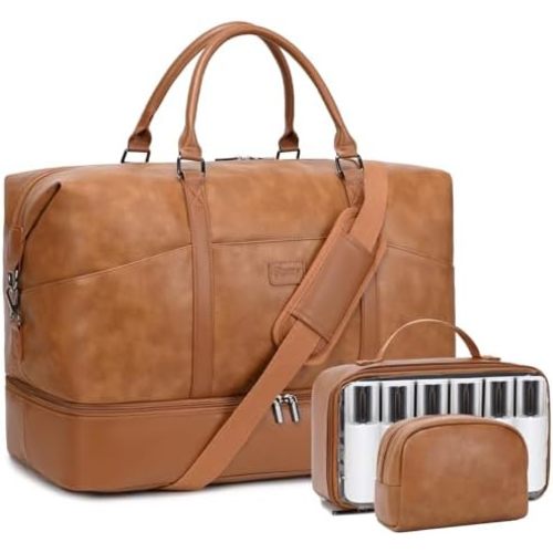 Weekender Bag, Large Travel Duffel Bag for Women, Carry on Overnight Bag with Shoe Compartment and Toiletry Bags