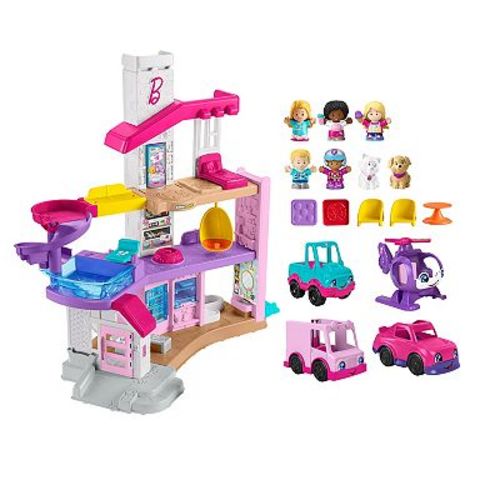 Fisher-Price Little People Barbie® Dream House Playset with Vehicles & Figures 12-piece Set