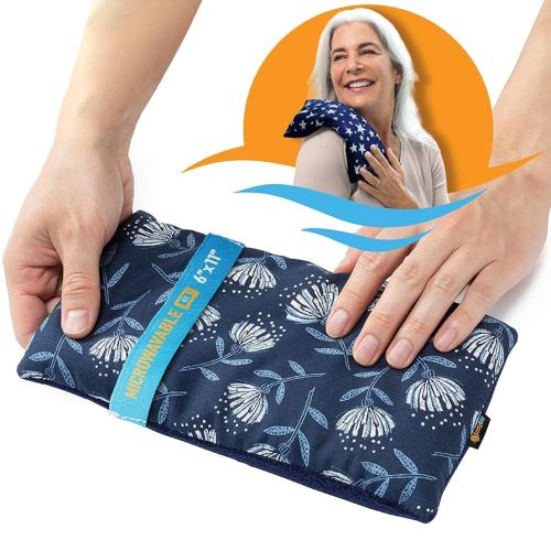 SunnyBay Small Microwave Heating Pad, Microwavable Versatile Cold/Heated Neck and Shoulder Wrap for Back Pain and More, Moist Heat Cotton-Fleece Pad with Flax Seed Filling, 6x11 in, Whispy Flower