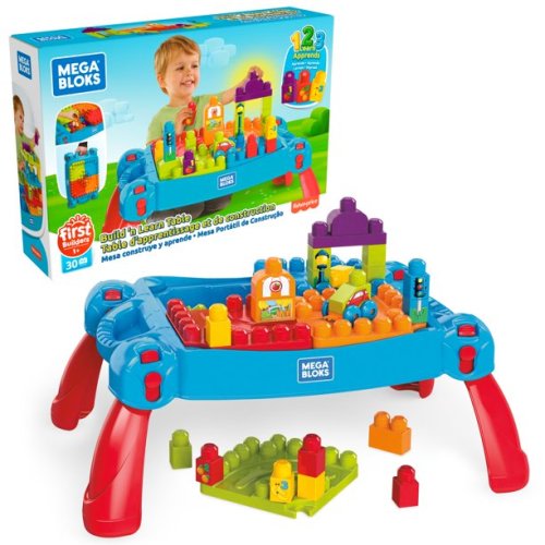 Mega Bloks First Builders Build 'N Learn Table with Big Building Blocks