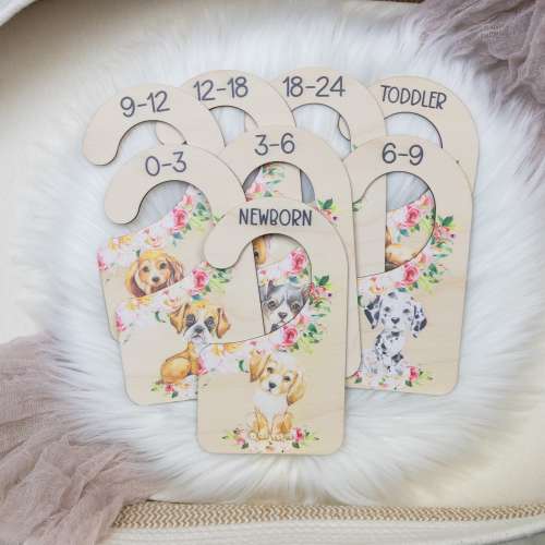 Dogs Clothing Dividers, Puppy Baby Clothing Divider, Wood Wardrobe Divider, Nursery Closet Divider, Puppy Nursery Theme G62