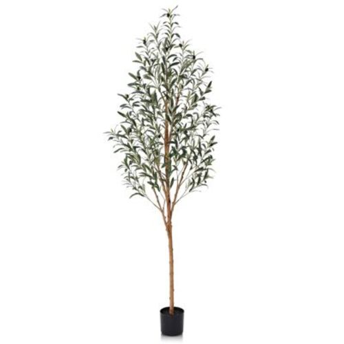 DR.Planzen 5-7FT Artificial New Style Olive Plants with Realistic Leaves and Natural Trunk, Silk Fake Potted Tree for Office Home Decor
