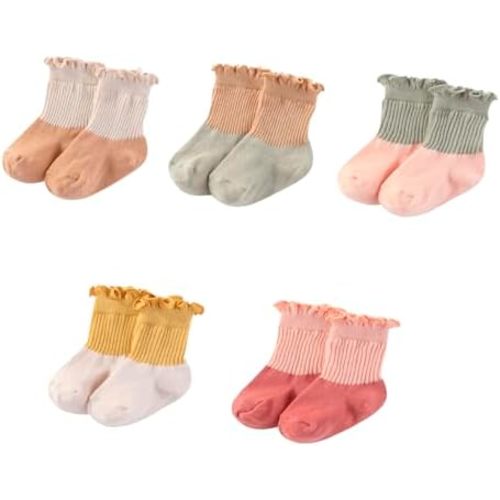Unisex Baby Socks Breathable Soft Cotton Ankle Socks for Baby Boy and Girl, 5 Pack