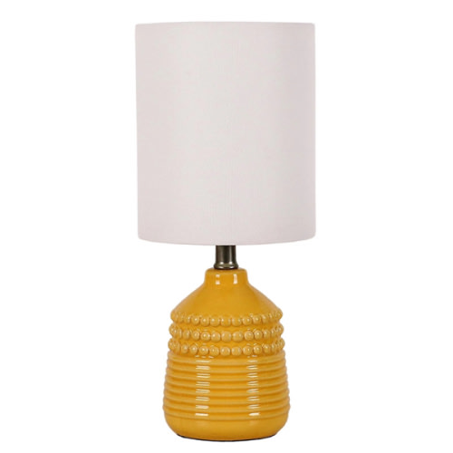 Honeybloom Yellow Dot Ceramic Accent Lamp with Shade, 12"