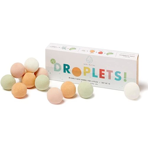 Dabble & Dollop Droplets - Natural Bath Bombs for Kids, 100% USA-Made, Moisturizing & Fun, Paraben & Sulfate Free, Vegan, Gluten-Free, Tear-Free (Set of 12)