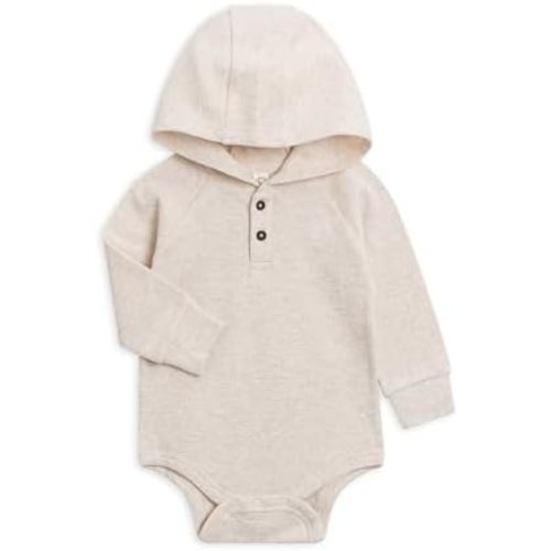 Colored Organics - Organic Cotton Hoodie Baby Bodysuit - Long Sleeve Infant One Piece