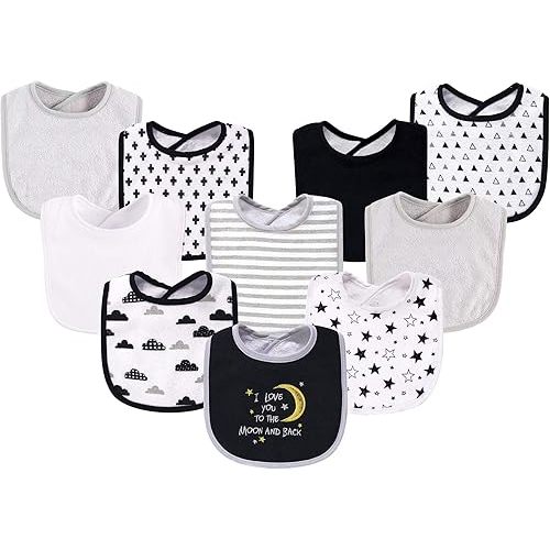 Hudson Baby Unisex Baby Cotton and Polyester Bibs, Moon And Back, One Size