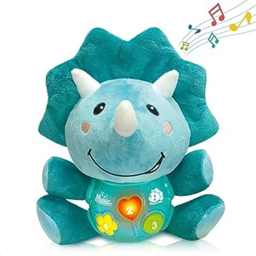 iPlay, iLearn Baby Dinosaur Musical Toys, Newborn Boys Soft Dino Plush Stuffed Animal, Infant Light Up Music Time, 1st Easter Basket Stuffer Birthday Gift 0 1 2 3 6 9 12 18 Month Age 1-3 Toddlers Girl