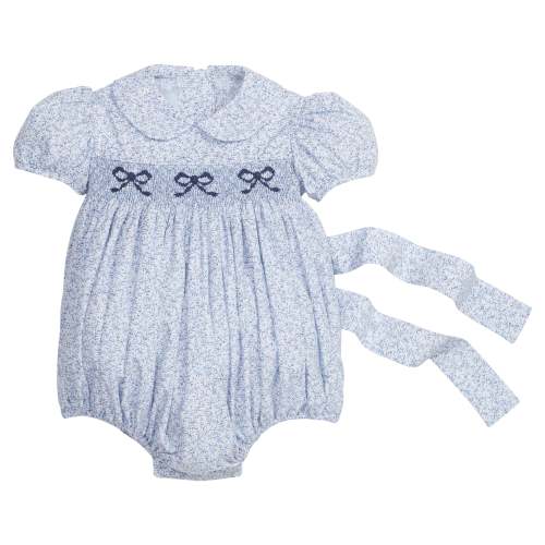 Smocked Peter Pan Bubble- Blue Vinings