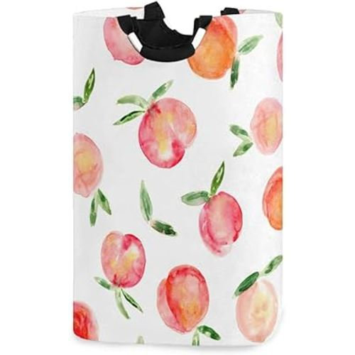 Watercolor Peaches Collapsible Laundry Hamper
