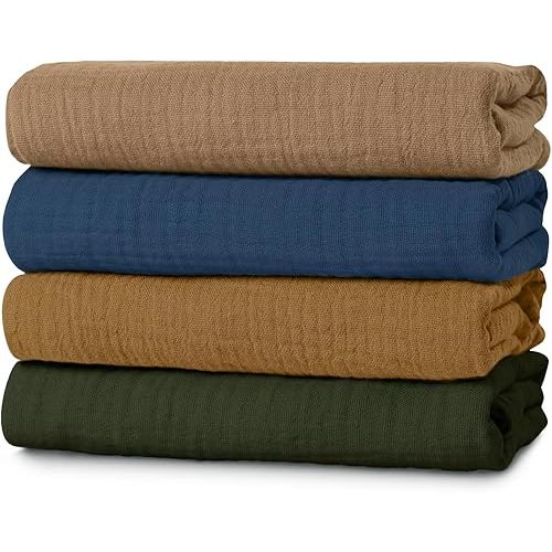 Muslin Swaddle Blankets for Baby Girls and Boys, 4 Pack Breathable and Skin-Friendly Newborn Receiving Blanket, 100% Cotton Swaddle Wrap, Essentials Infant Shower Items, Toddler Gift (Elegant Colors)