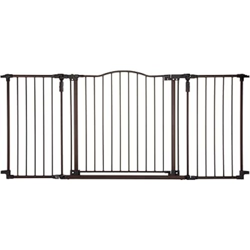 Toddleroo by North States 72” wide Deluxe Décor Baby Gate: Sturdy safety gate with one hand operation. Extra wide baby gate. Hardware Mount. Fits 38.3 - 72” Wide. (30" Tall, Matte Bronze)