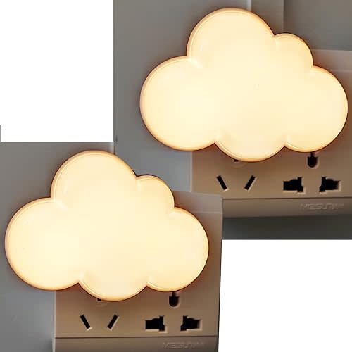 AUSAYE 2 Pack LED Night Light Plug in Lamp Cloud Night Light Mini Pretty Night Lights for Adults Kids NightLight White