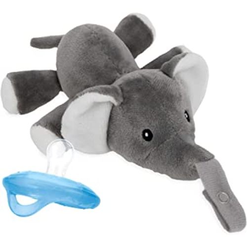 Nuby Calming Natural Flex Snuggleez Pacifier with Plush Combo Set for Cuddling, Elephant