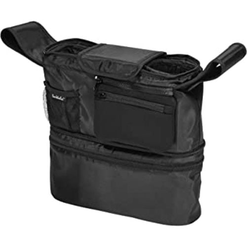 Larktale Universal Stroller Organizer | 2-in-1 Stroller Handlebar Console with Two Insulated Cup Holders, Multiple Storage Pockets, Phone Holder, Removable Shoulder Strap and Zippered Clutch | Removable Cooler Pouch for Transporting Baby's Food, Drinks, a
