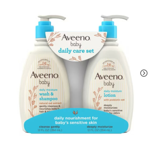 Aveeno Baby Daily Care Gift Set Includes Daily Moisturizing Body Lotion & 2-in-1 Baby Bath Wash & Shampoo - 2 Ct