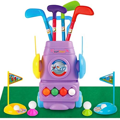 Meland Kids Golf Club Set - Toddler Golf Ball Game Play Set Sports Toys Gift for Boys Girls 3 4 5 6 Year Old (Purple)