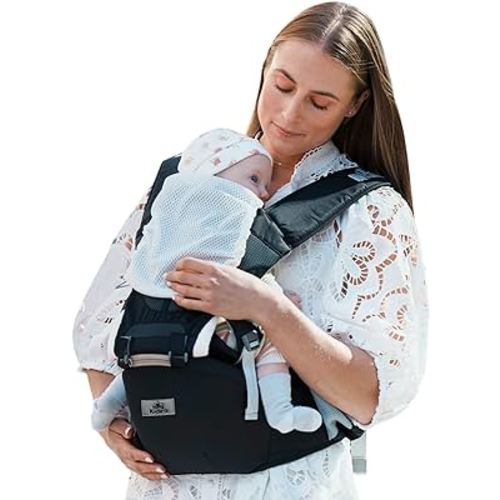 Baby Carrier, KIDIRA 6-in-1 Ergonomic Baby Carrier Newborn to Toddler for 7-50lbs, Front & Back Baby Wraps Carriers with Hip Seat for Dad Mom, Adjustable Infant Carrier with Hood All Season