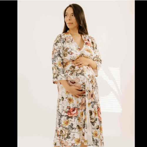Lila Labor & Postpartum Gown in Vintage Floral