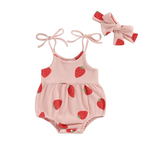 Engofs Newborn Baby Girl Summer Clothes Sleeveless Romper with Headband Boho Outfits