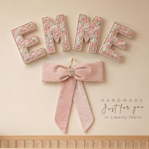 Liberty London Fabric Letters Personalised Nursery Name Sign – Handmade Baby Gift – Bespoke Liberty Print Kids Room Decor
