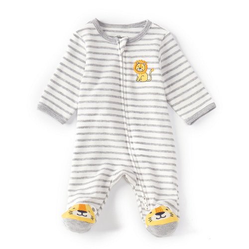 Little Me Baby Long Sleeve Stripe Little Lion Footie Coverall