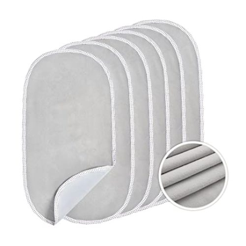 TILLYOU Waterproof Changing Pad Liners 6 Pack, 100% Cotton Reusable Cloth Diaper Liners, Gray