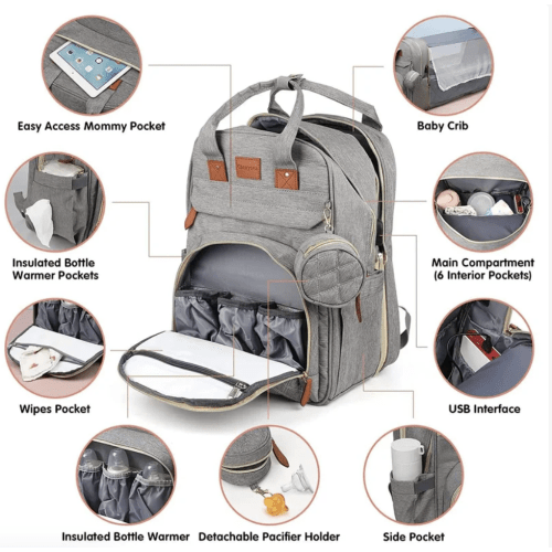3 in 1 Waterproof Diaper Bag ,Backpack, Foldable Baby Bed, Bag with US – Big Ass Store