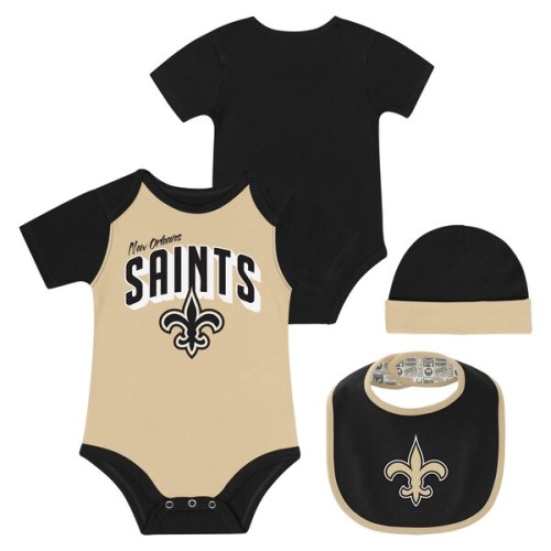 Newborn & Infant New Orleans Saints Dynamic Duo Bodysuit, Bib & Knit Hat Set