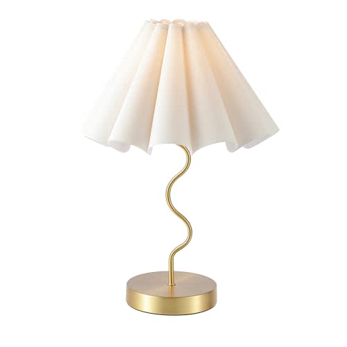 EOEYYOYB Pleated Table Lamp, Table Lamp for Bedroom, Bedside Lamps for Nightstand with Linen Lampshade, Modern Lamp for Bedroom Home Office Decor