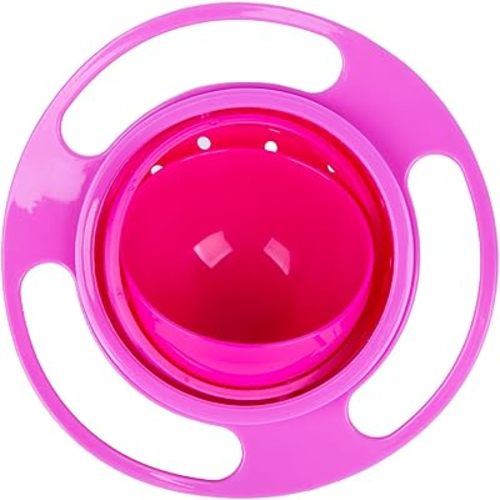 Berry President Magic Bowl 360 Degree Rotation Spill Resistant Gyro Bowl with Lid For Toddler Baby Kids Childre (Pink)