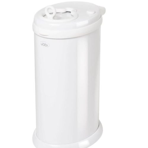 Ubbi Steel Diaper Pail, Odor Locking, No Special Bag Required, Award-Winning, Registry Must-Have, White