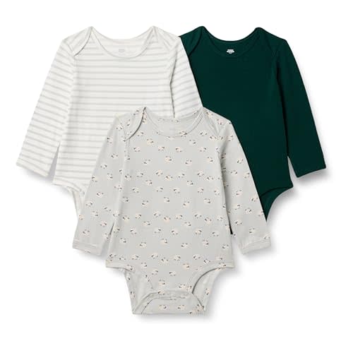 Amazon Essentials x Sofia Grainge Unisex Babies' Long Sleeve Crew Neck Bodysuit, Pack of 3