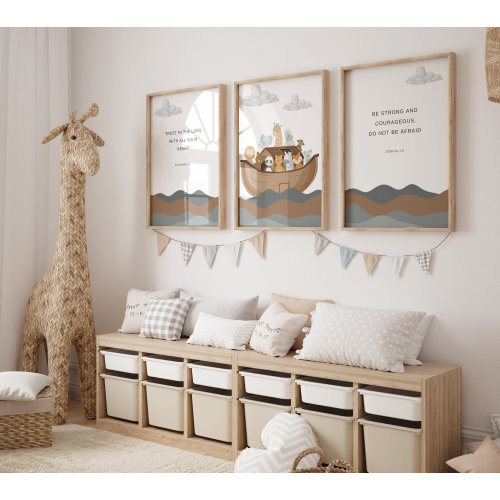 Set of 3 christian nursery wall art,Noahs ark,Noahs ark nursery,Noah ark,Bible verse wall art,Scripture wall art,Nursery wall art christian