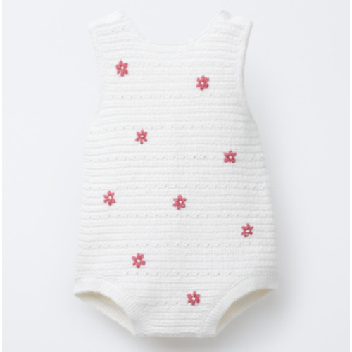 EMBROIDERED FLORAL KNIT ROMPER - Ecru | ZARA United States