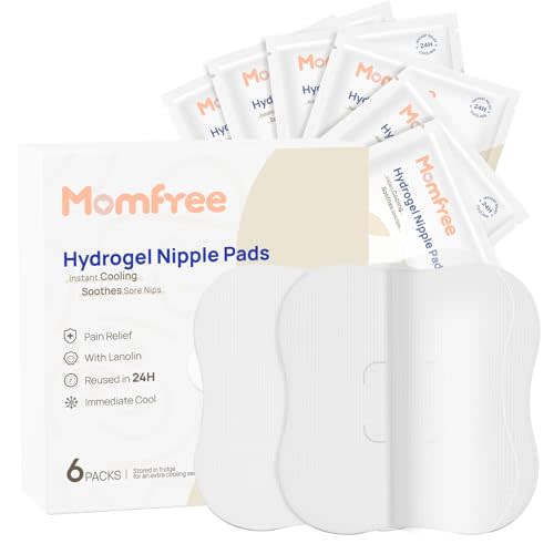 Hydrogel Nipple Gel Pads for Breastfeeding: Soothing Nursing Pads Reusable Instant Cooling Relief | Promotes Healing Irritated Nipples - 6 Packs(12 Count)