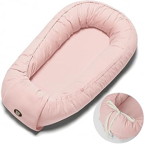 Baby Lounger Pillow, Adjustable Baby Lounger for Newborn 0-24 Months, Breathable & Soft Infant Lounger, Tummy Time Baby Lounger for Home and Travel, Baby Girls & Boys Babies Stuff, Pink