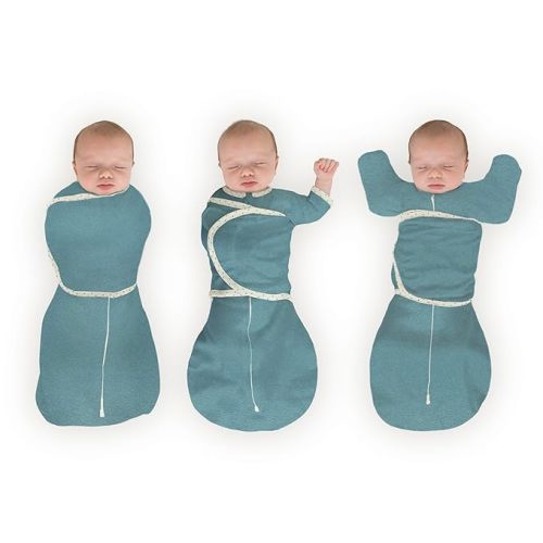 SwaddleDesigns 6-Way Omni Swaddle Sack, Arms Up Swaddle for Newborn, More Options to Calm Startle Reflex, Improves Sleep, 12-18 lbs, Heathered Teal