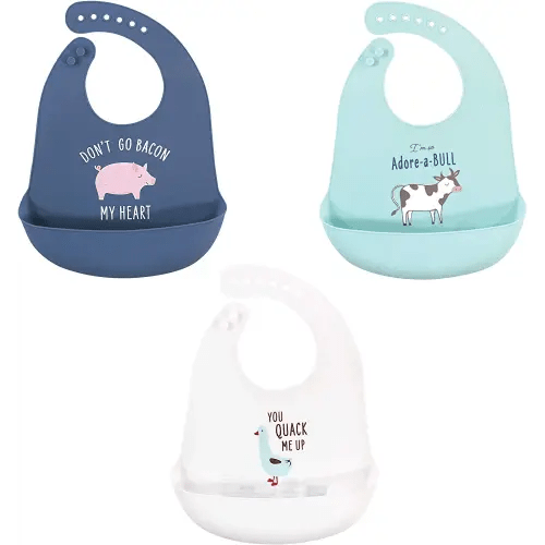 Hudson Baby Unisex Baby Silicone Bibs, Bacon My Heart, One Size