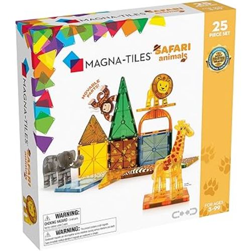 MAGNA-TILES Safari Animals 25-Piece Magnetic Construction Set, The ORIGINAL Magnetic Building Brand
