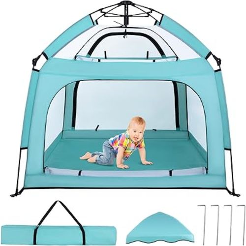 Bend River Portable Baby Playpen with Canopy, Infant Play Yard, Beach Tent, Mosquito Net for Indoor and Outdoor (Green)