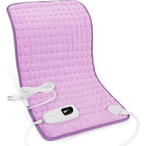 Electric Heating Pads,Heating Pad for Back,Shoulder,Hot Pad for Neck and Arms,Abdomen,Moist Heated Pad for Legs and Knee,Auto Shut Off(Light Purple, 24''×12'')