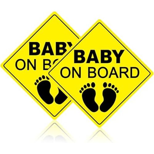 2PCS Baby On Board Sticker Decal for Cars, Vinyl Bumper Sticker, Removable Baby Safety Warning Signs, No Magnets & No Paint Damage (Yellow)