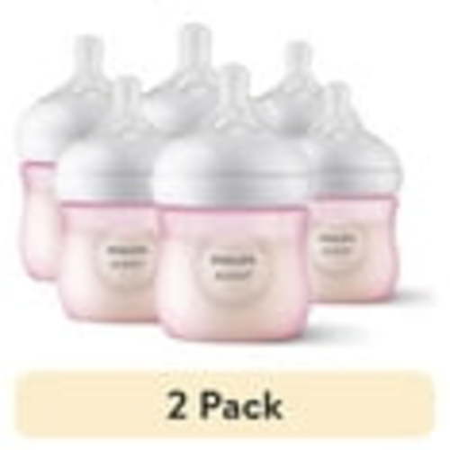 (2 pack) Philips Avent Natural Baby Bottle with Natural Response Nipple, Pink, 4oz,3pk, SCY900/13